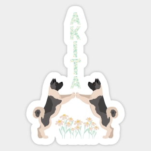 Spring American Akita Dog with Flowers Sticker